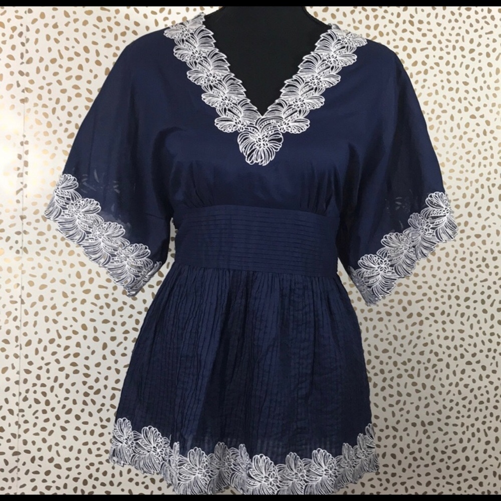 Catherine Malandrino Embroidered batwing Blouse